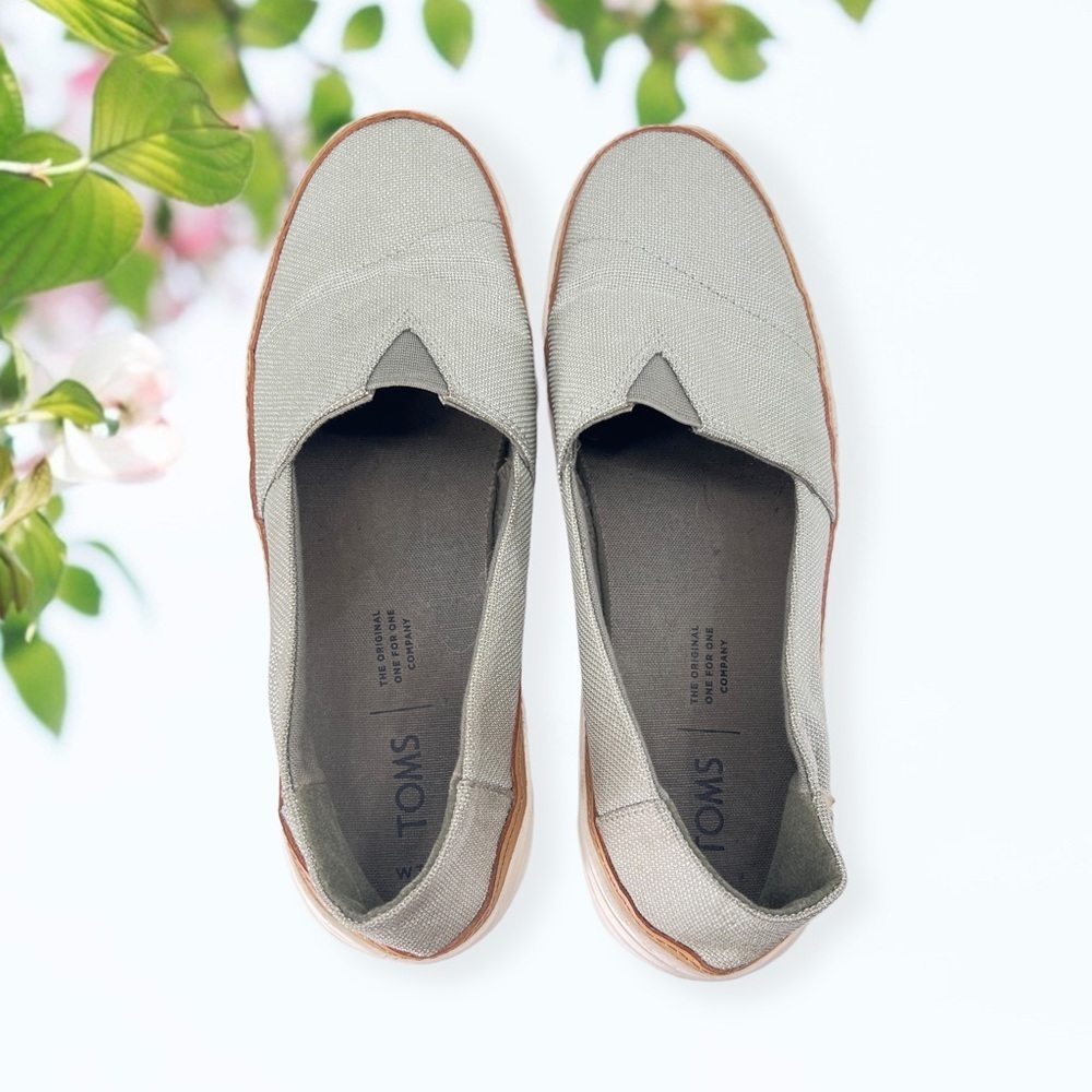 TOMS Silver Slip Ons - Picture 5 of 10